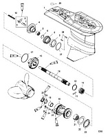 Корпус шестерни, карданный вал(2.07:1) (S/N-0T590053 и ниже) 4-Х ТАКТНОГО ПЛМ MERCURY 115 Серийный номер от 0T178500 до 0T800999