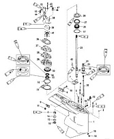 Корпус редуктора, приводной вал 2-Х ТАКТНОГО ПЛМ MERCURY 150 PRO XS L OPTIMAX Серийный номер от 1B690542 и выше