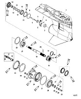 Корпус редуктора, карданный вал - стандартное вращение 4-Х ТАКТНОГО ПЛМ MERCURY 135 Серийный номер от 0P464488 до 0P514868